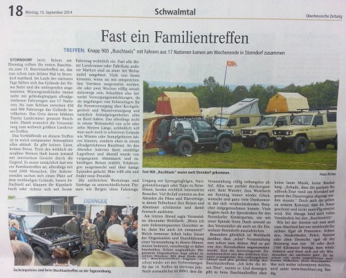 Oberhessische Zeitung vom 15.09.2014